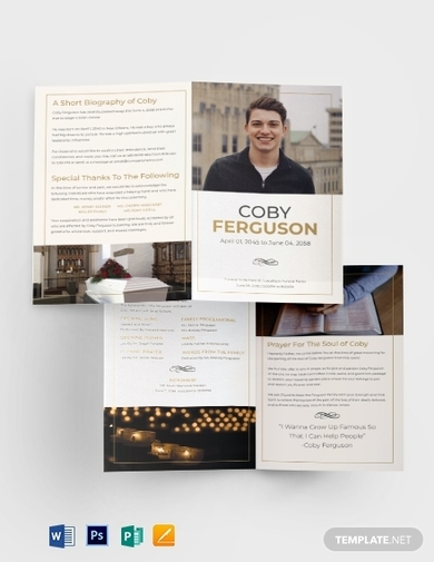 order of service funeral program bi fold brochure template