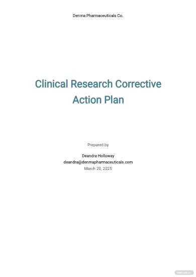 research corrective action plan template