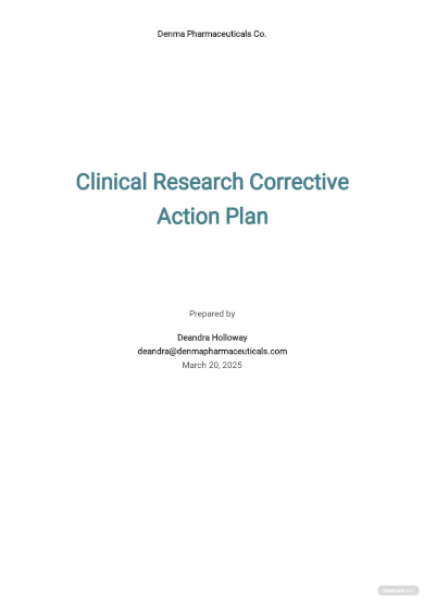 Research Corrective Action Plan Template