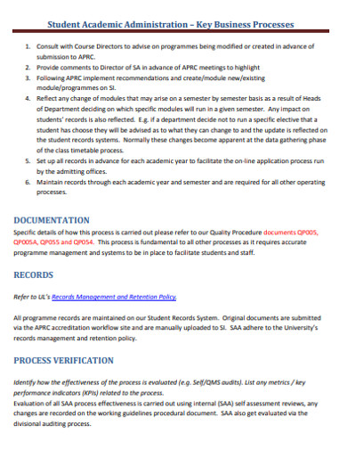 student academic process documentation example