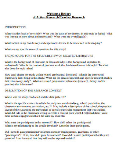 teacher action research report example