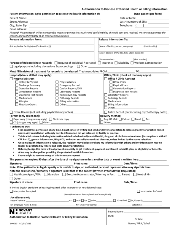 medical release form 11