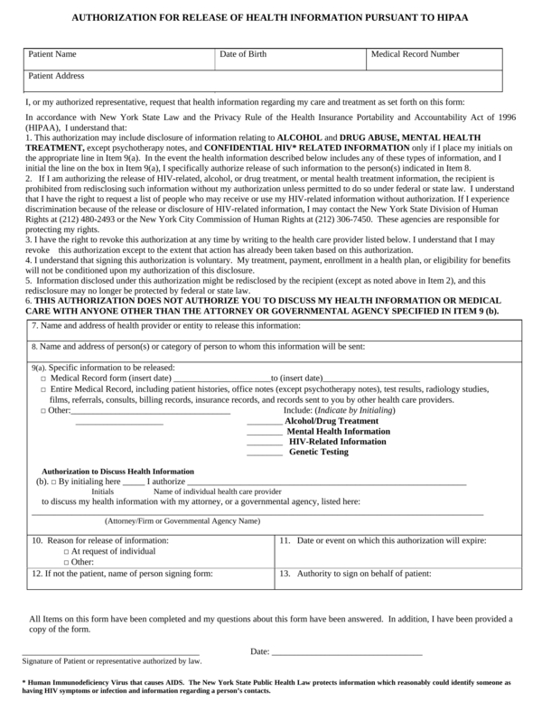medical release form 6