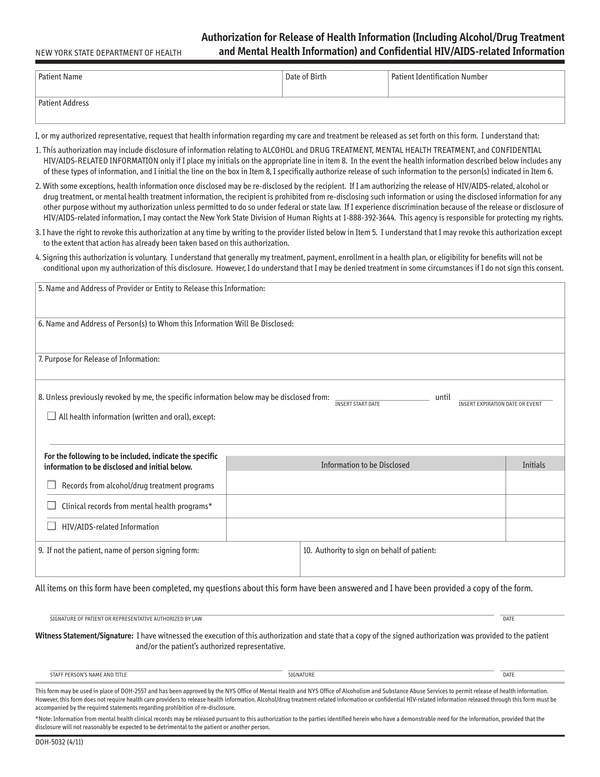 medical release form 8