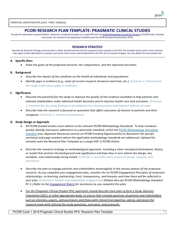 project management plan template clinical research