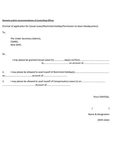 leave application for controlling officer
