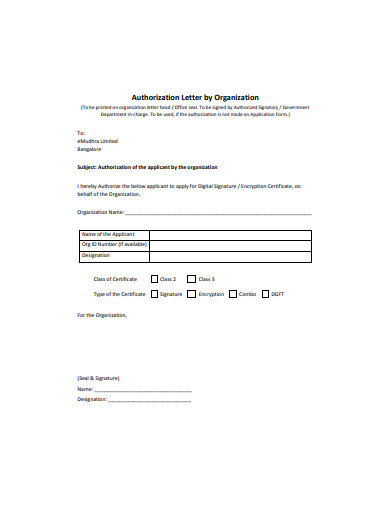 authorization letter by organization