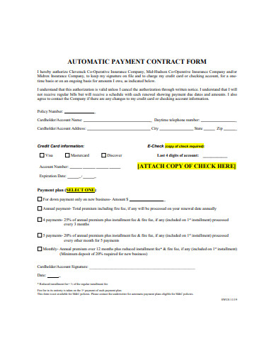 automatic payment contract form