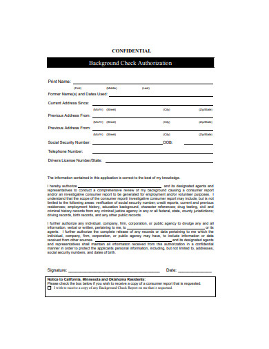 Background Check Authorization - 11+ Examples, Format, Pdf | Examples