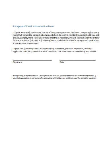 background check authorization form sample