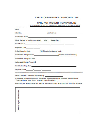 basic credit card payment authorization form