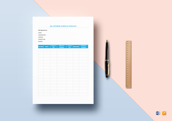 Bill Payment Schedule Template