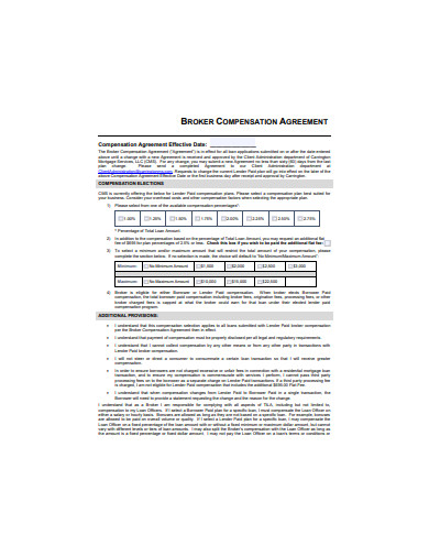 broker compensation agreement
