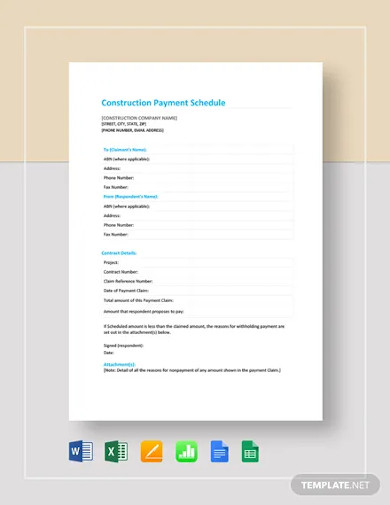 Construction Payment Schedule Template