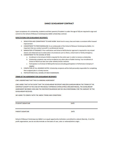 Scholarship Contract - 11+ Examples, Format, Pdf | Examples