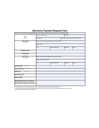 electronic payment request form