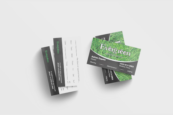 evergreen lawn care business card