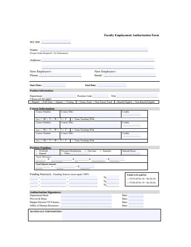 11+ Employment Authorization Form Examples in PDF | MS Word | Examples