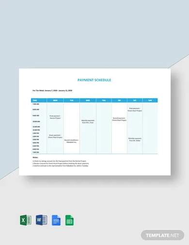 Freelance Payment Schedule Template