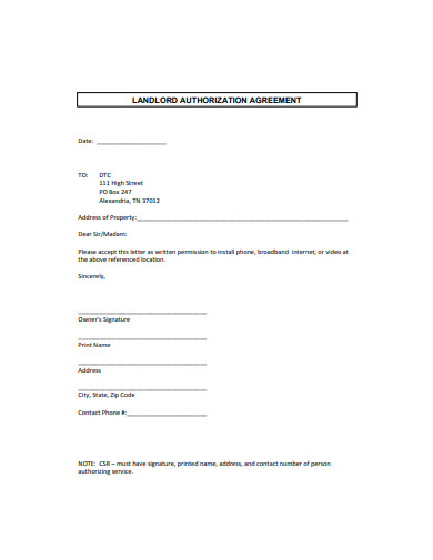 landlord authorization agreement