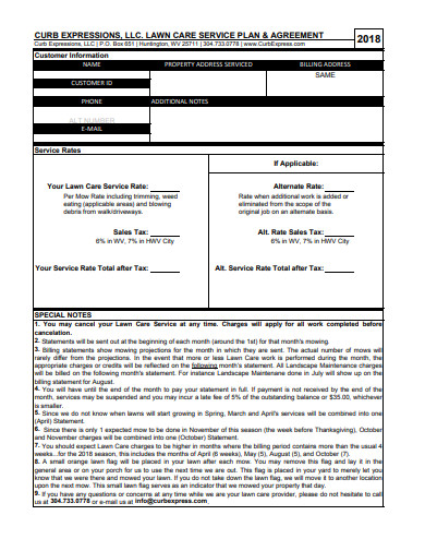 lawn care agreement sample