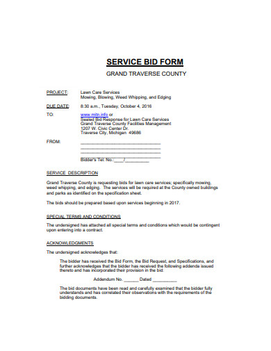 Lawn Care Bid 11 Examples Format Pdf Examples