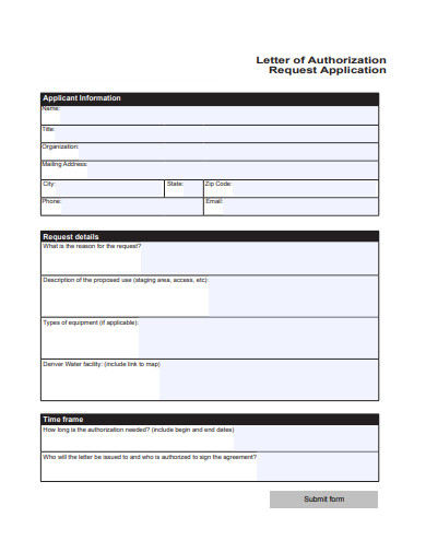 letter of authorization request application
