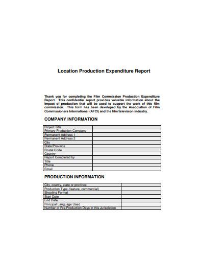 location production expenditure report 