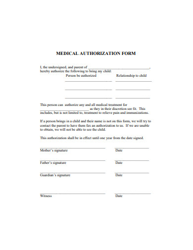 medical authorization form example