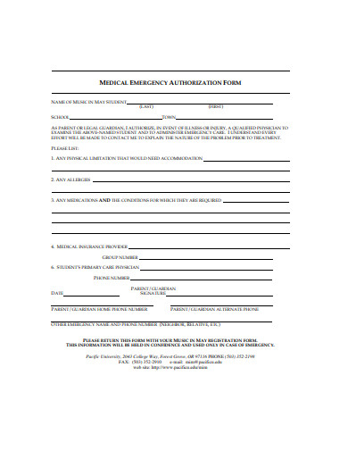medical emergency authorization form
