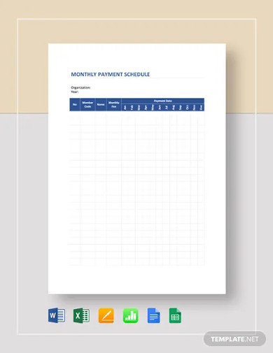 Monthly Payment Schedule Template