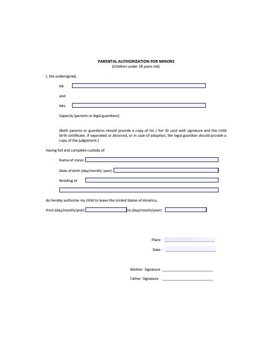 parental authorization form for minors