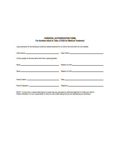 Parental Authorization Form