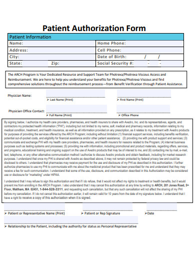 patient authorization form in pdf