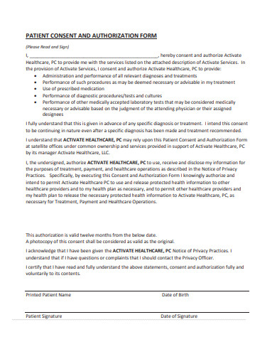 patient consent and authorization form