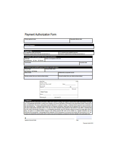 payment authorization form sample