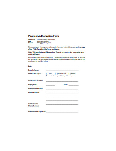payment authorization form