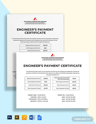 payment certificate template