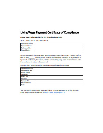 payment certificate of compliance