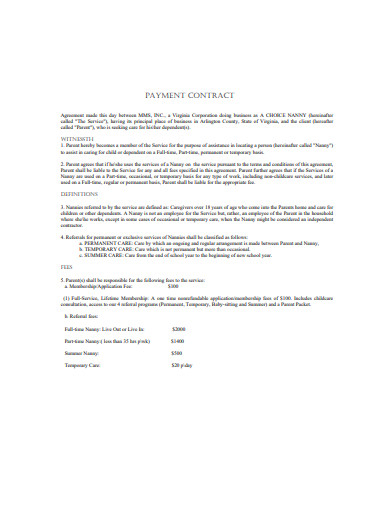 payment contract format