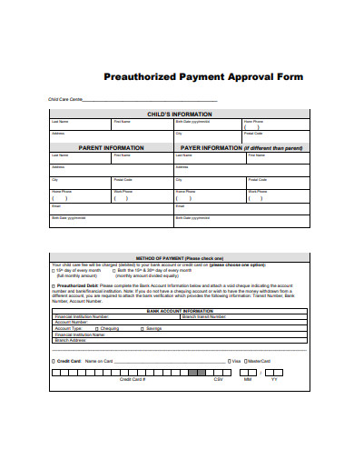 pre authorized payment approval form