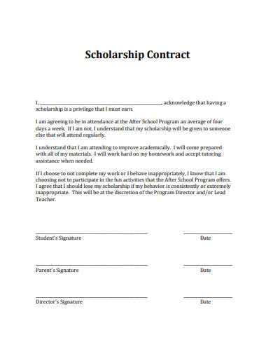 printable scholarship contract