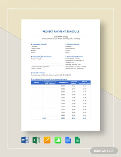 Project Payment Schedule Template