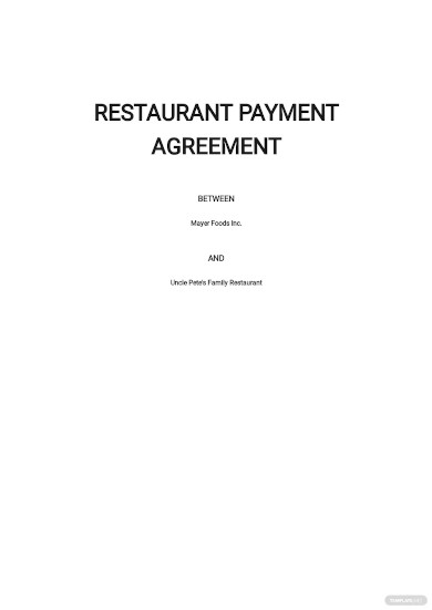 restaurant payment agreement template