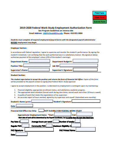 sample employment authorization form