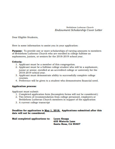 Scholarship Cover Letter - 8+ Examples, Format, Sample | Examples