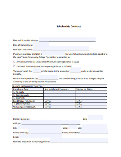 Scholarship Contract - 11+ Examples, Format, Pdf | Examples