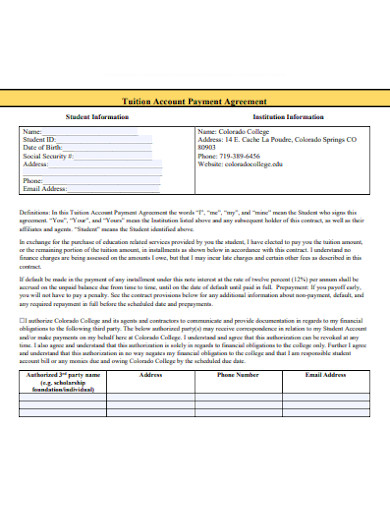 tuition account payment agreement