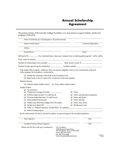 annual scholarship agreement