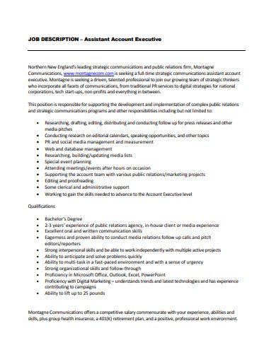 assistant account executive job description format